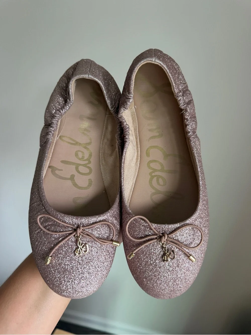 Sam Edelman Kids Glitter Ballet Flats in Dusty Pink